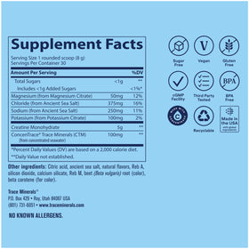 Trace Minerals Créatine + Électrolytes orange mangue côté
