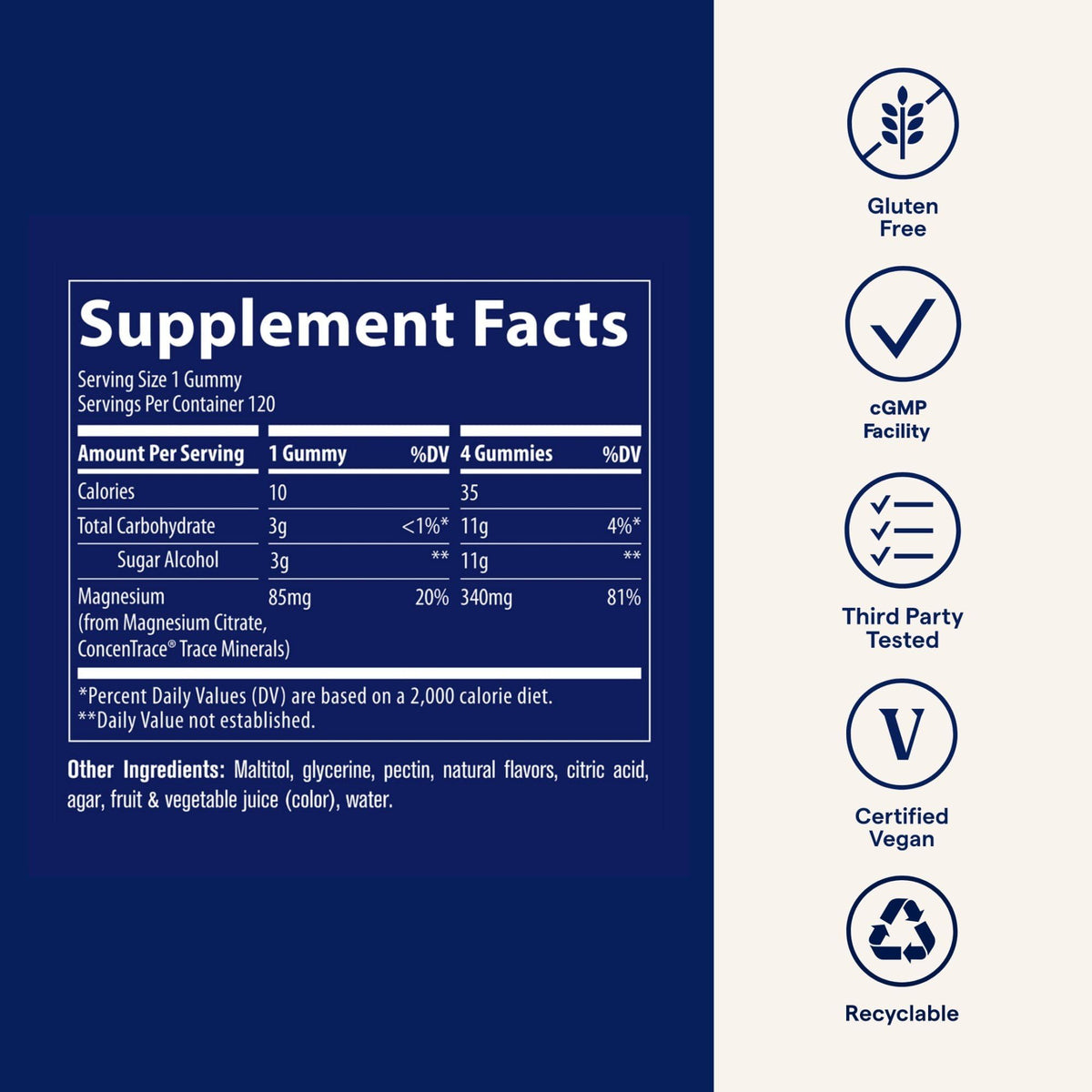 Trace Minerals Gummies de Magnésium 120 pièces en main