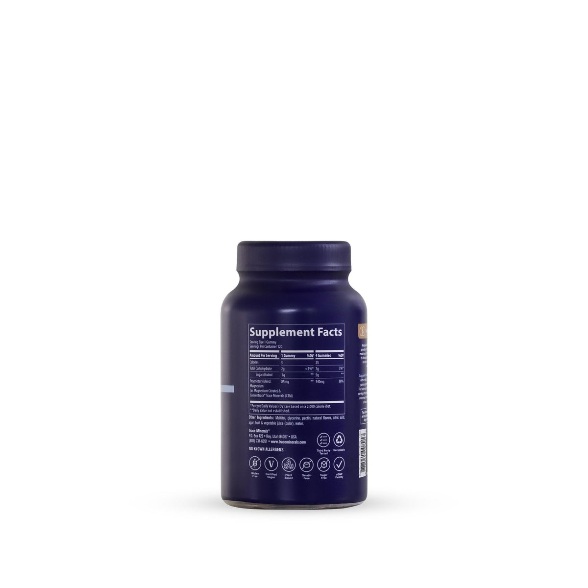 Trace Minerals Gummies de Magnésium 120 pièces vue de côté