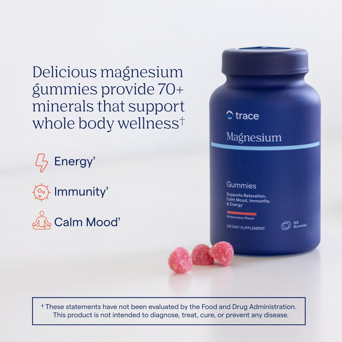 Trace Minerals Gummies de Magnésium, emballage avec informations nutritionnelles
