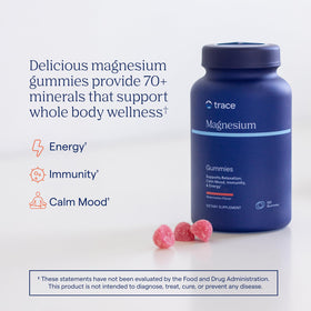 Trace Minerals Gummies de Magnésium, emballage avec informations nutritionnelles