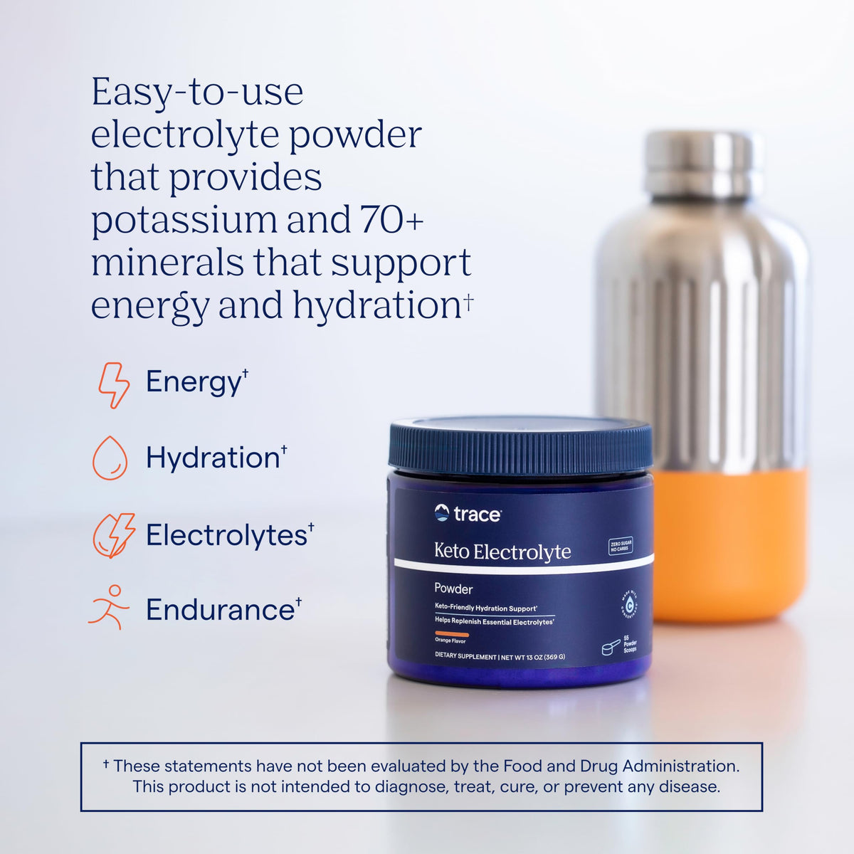 Trace Minerals Hydro Pak Électrolytes Keto Orange 55 Portions emballage