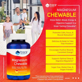 Trace Minerals Magnésium Chewable 120 comprimés sur une table