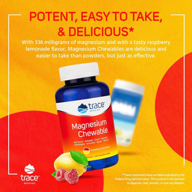 Trace Minerals Magnésium Chewable comprimés framboise citron en gros plan