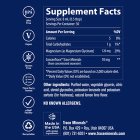 Trace Minerals Magnésium Glycinate liquide versé dans un verre