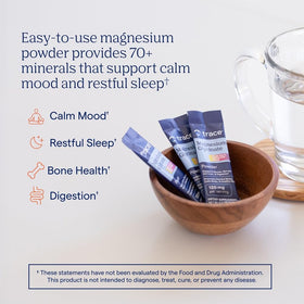 Trace Minerals Magnésium Glycinate stick pack ouvert avec poudre