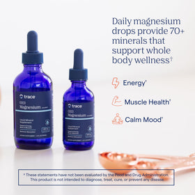 Trace Minerals Magnésium Ionique Liquide 400 mg étiquette arrière avec ingrédients