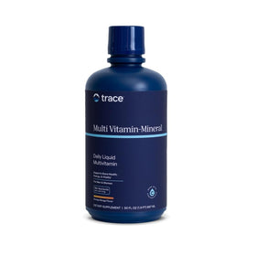 Trace Minerals Multivitamine Liquide 32 oz vue avant avec étiquette orange-mangue