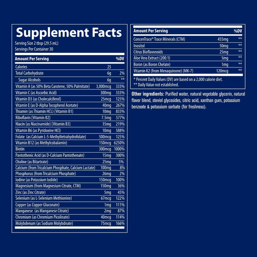 Trace Minerals Multivitamine Liquide 72+ Minéraux 32 oz dos