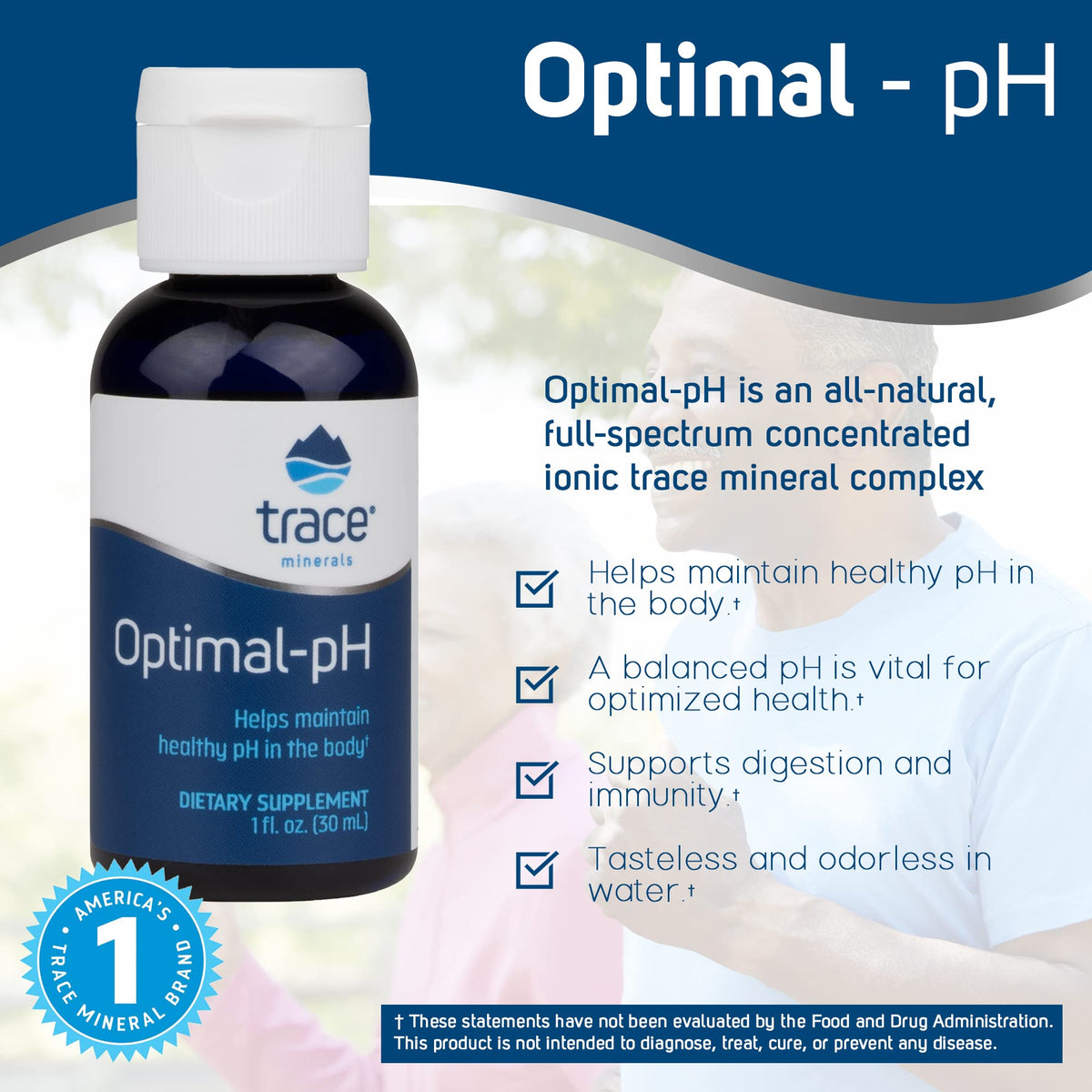 Trace Minerals Optimal-pH gouttes dans un verre d'eau