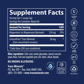 Trace Minerals Poudre de Magnésium Glycinate 222g contenu