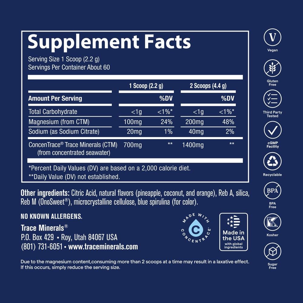 Trace Minerals Poudre Minérale ConcenTrace 60 Portions en préparation