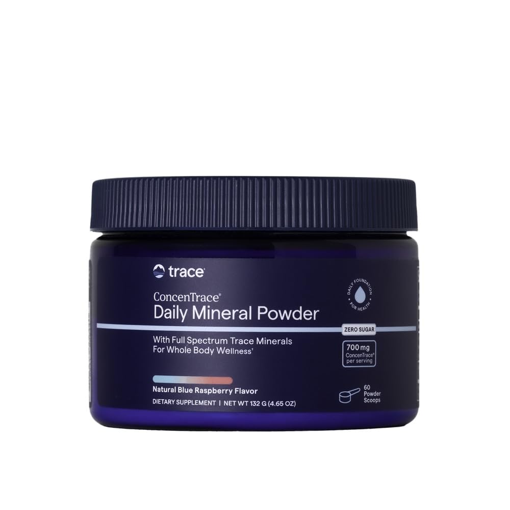 Trace Minerals Poudre Minérale ConcenTrace 60 Portions Framboise Bleue vue avant