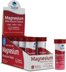 Trace Minerals Tablettes Effervescentes de Magnésium goût framboise, emballage avant