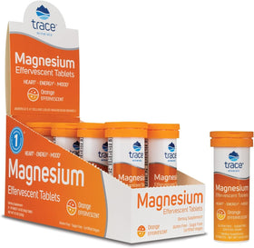 Trace Minerals Tablettes Effervescentes de Magnésium Orange, tube avec 10 tablettes