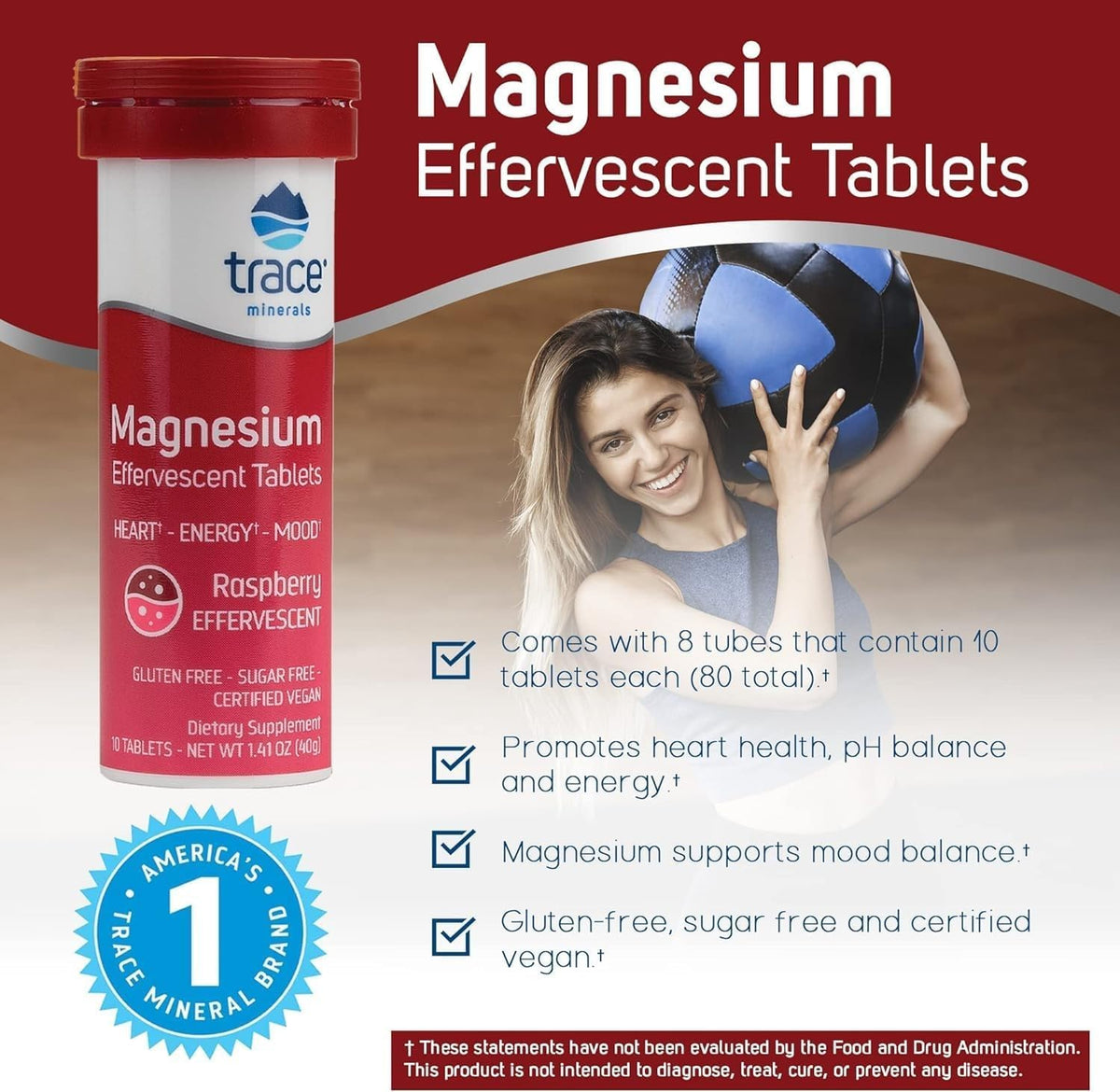 Trace Minerals Tablettes Effervescentes de Magnésium, vue latérale de l'emballage