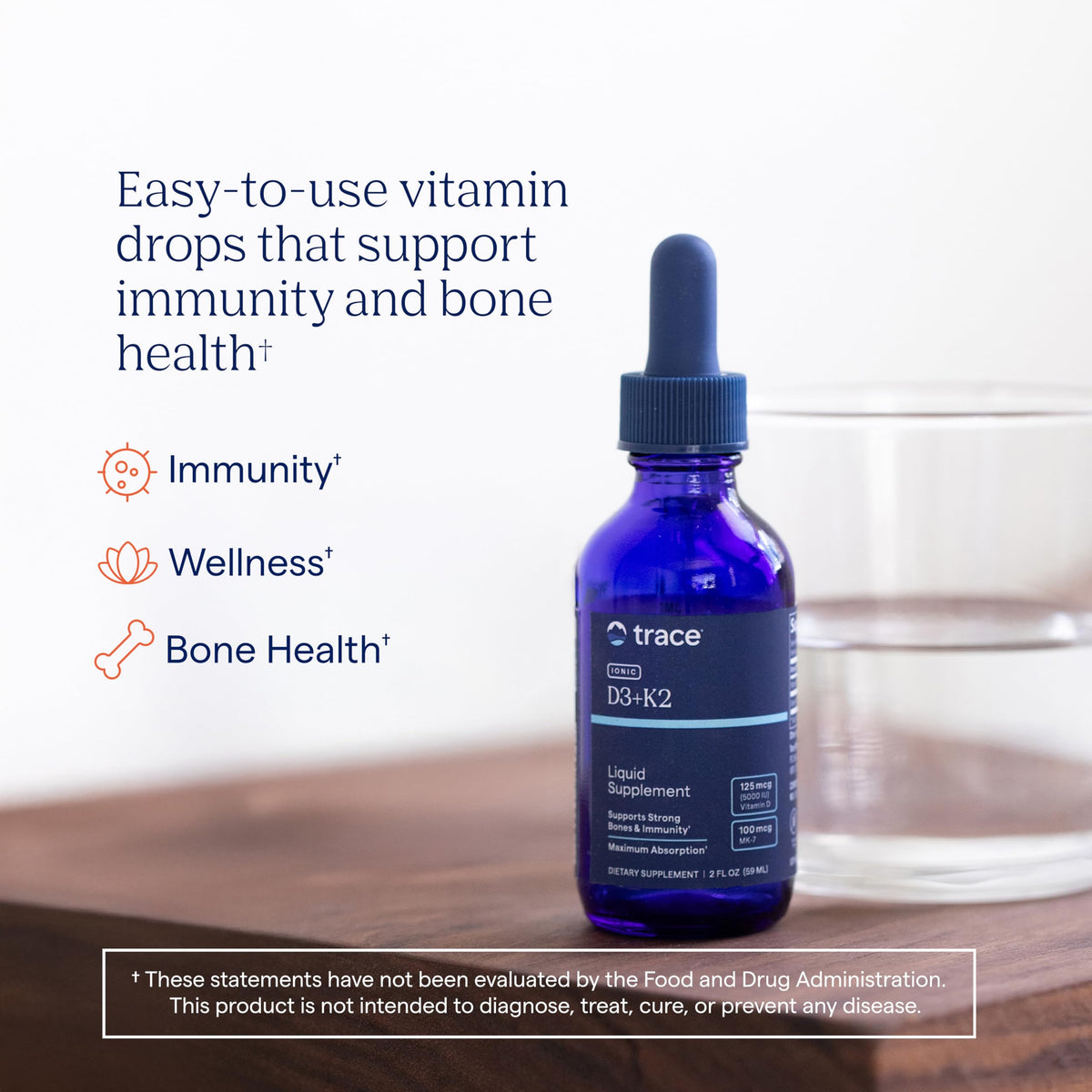 Trace Minerals Vitamine D3 + K2 5000 IU étiquette détaillée