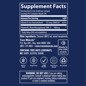 Trace Minerals Vitamine D3 + K2 5000 IU goutte en usage