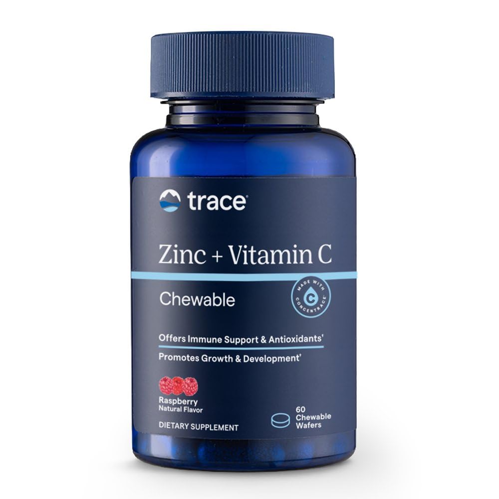 Trace Minerals Zinc + Vitamine C 60 pastilles à mâcher, emballage avant