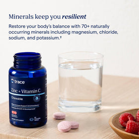 Trace Minerals Zinc + Vitamine C 60 pastilles à mâcher, ingrédients