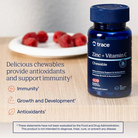 Trace Minerals Zinc + Vitamine C 60 pastilles à mâcher, vue de côté