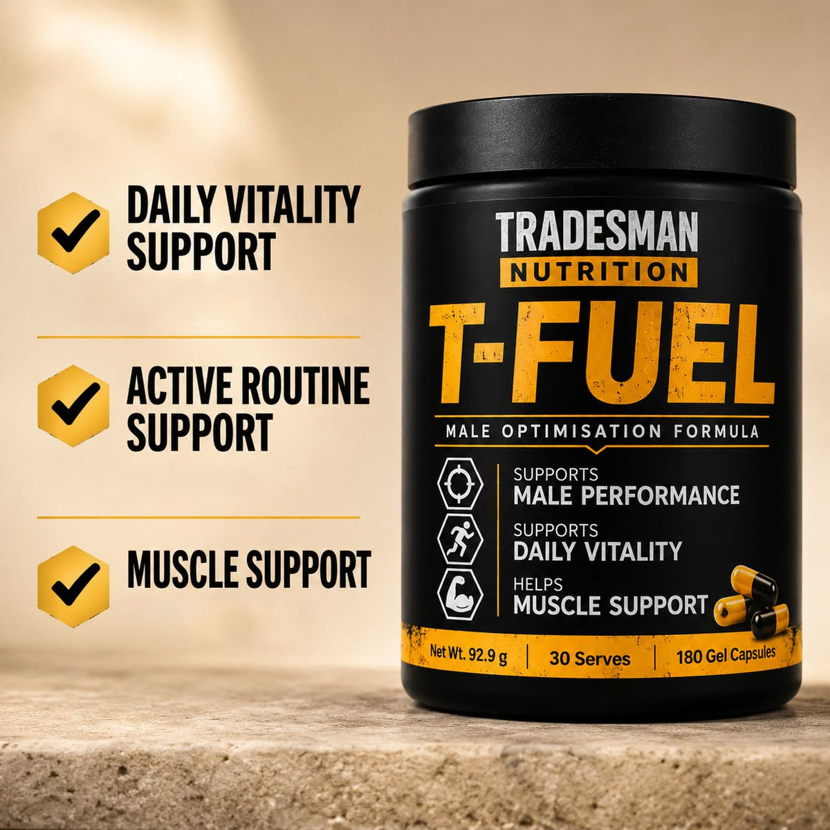TRADESMAN NUTRITION T-Fuel et Shred 572g - arrière de l'emballage
