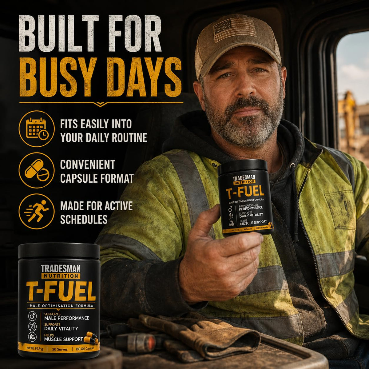 TRADESMAN NUTRITION T-Fuel et Shred 572g - utilisation en situation