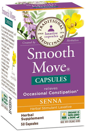 Traditional Medicinals Smooth Move Senna 50 Capsules front view
