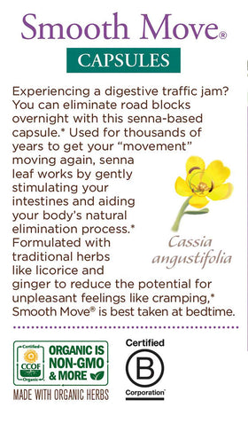 Traditional Medicinals Smooth Move Senna capsules with ingredients