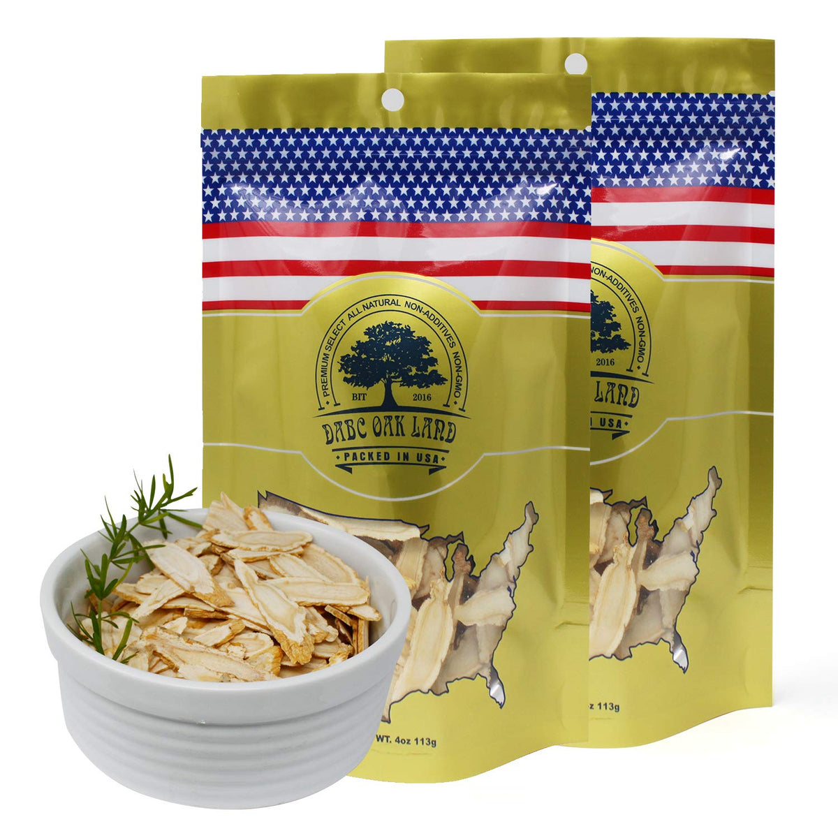 Tranches de ginseng américain DABC OAK LAND dans un sachet