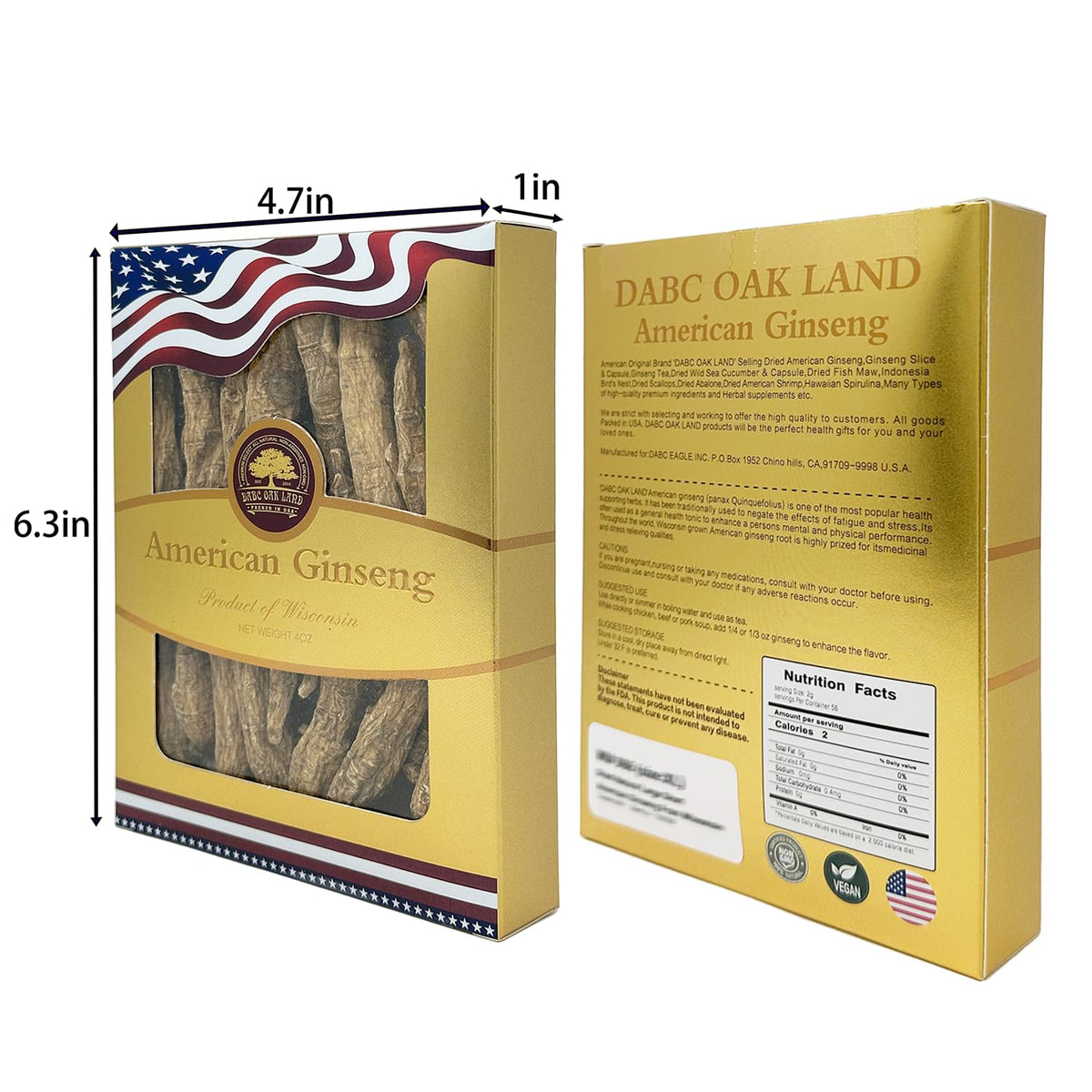 Tranches de ginseng américain de DABC OAK LAND sur une table