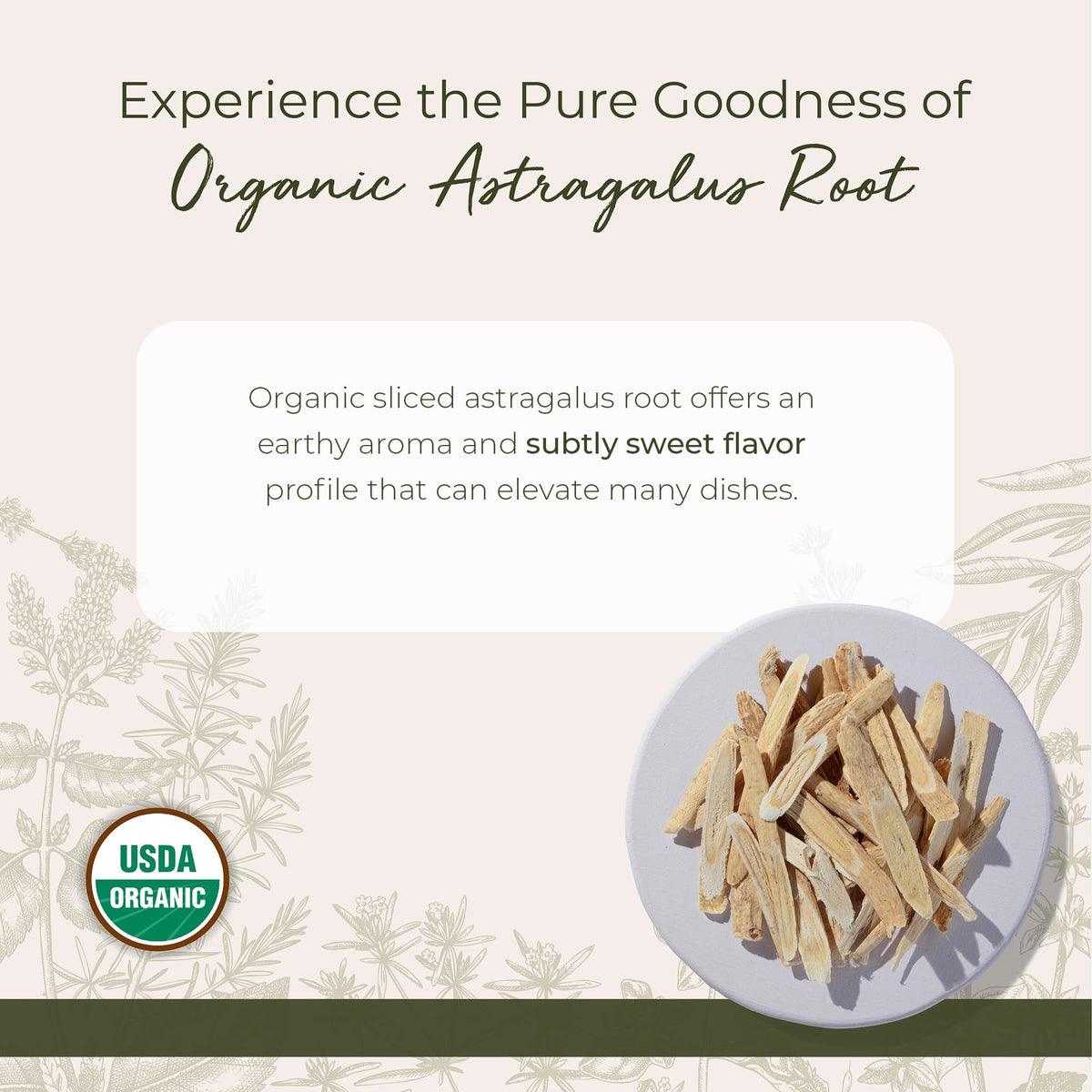Tranches de racine d'Astragale Bio Starwest Botanicals sur une surface en bois