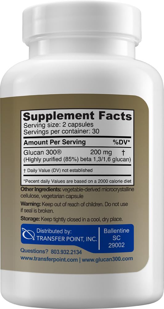 Transfert Point Beta 1,3D Glucan 100 mg 180 capsules vue arrière