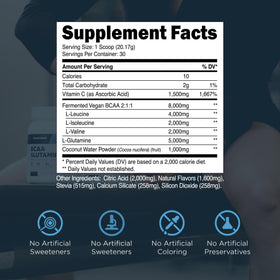 Transparent Labs BCAA Glutamine 8000 mg en poudre, cuillère doseuse incluse