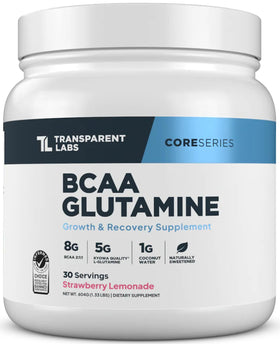 Transparent Labs BCAA Glutamine 8000 mg en poudre, emballage avant