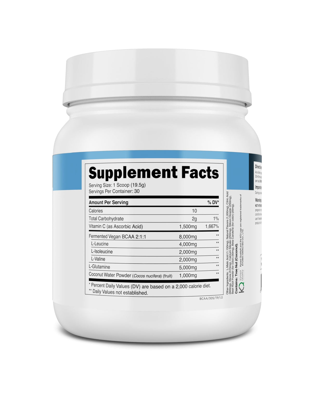 Transparent Labs BCAA Glutamine 8000 mg Tropical Punch en poudre sur une cuillère
