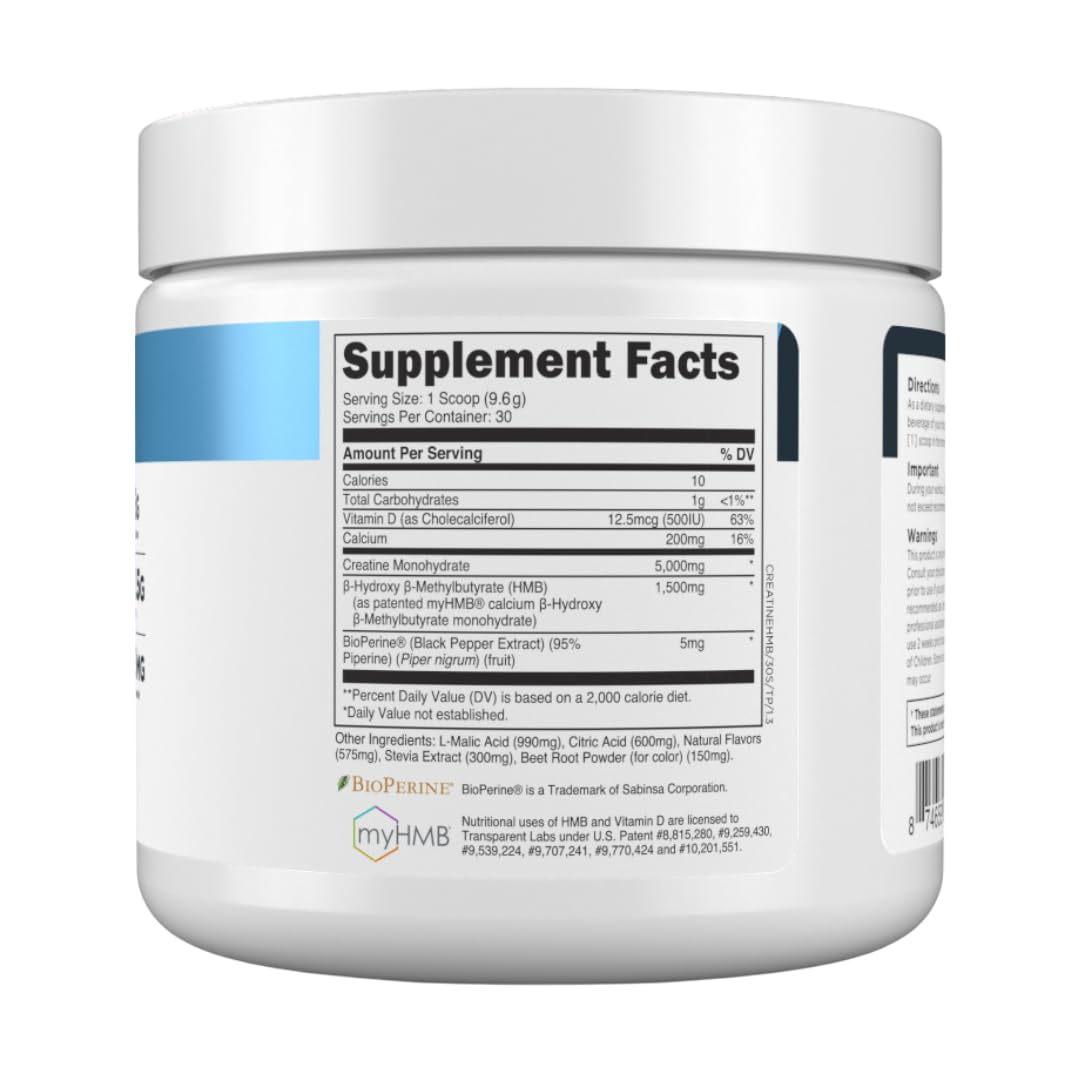 Transparent Labs Creatine HMB 340g avec une shaker vide