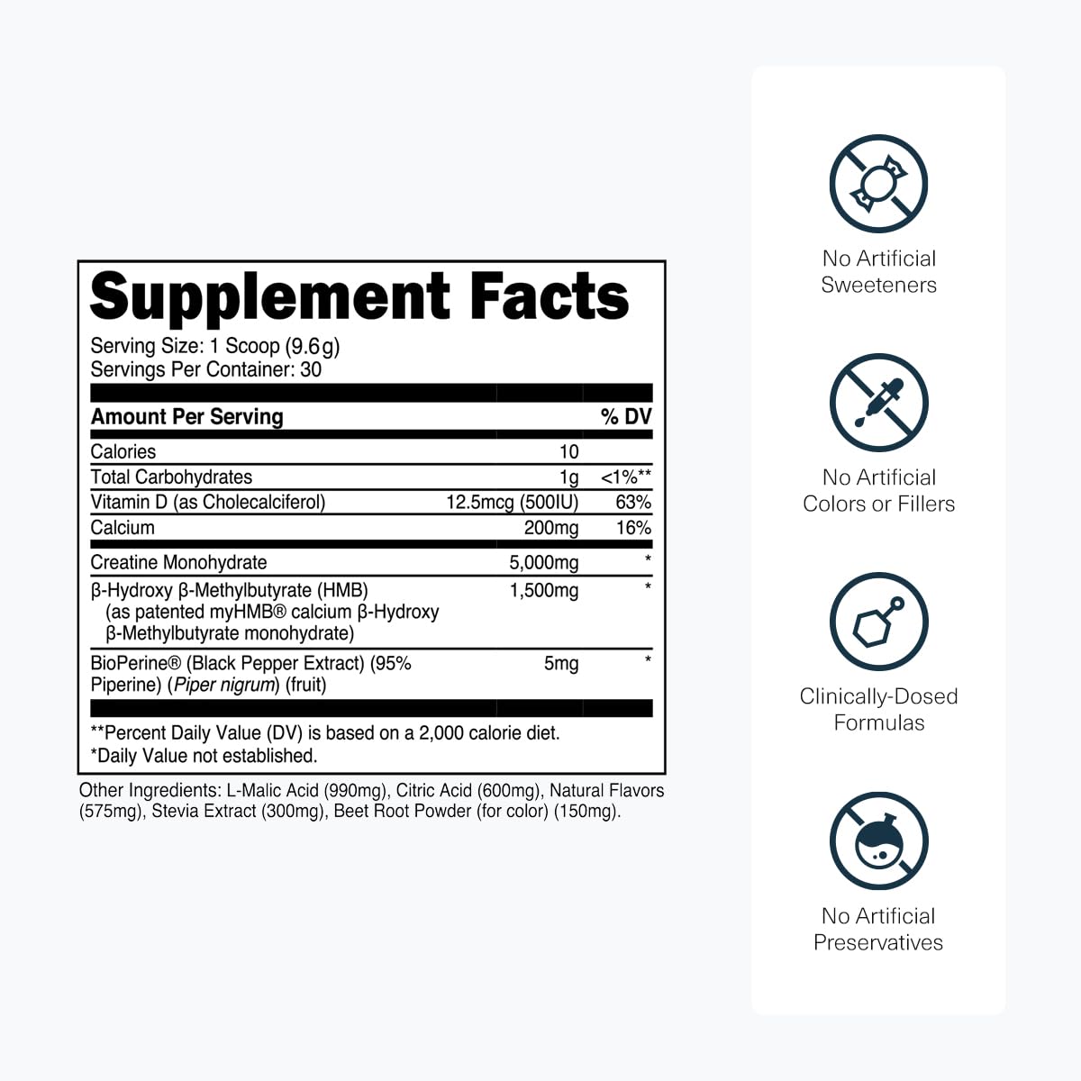Transparent Labs Creatine HMB 340g en poudre prête à mélanger