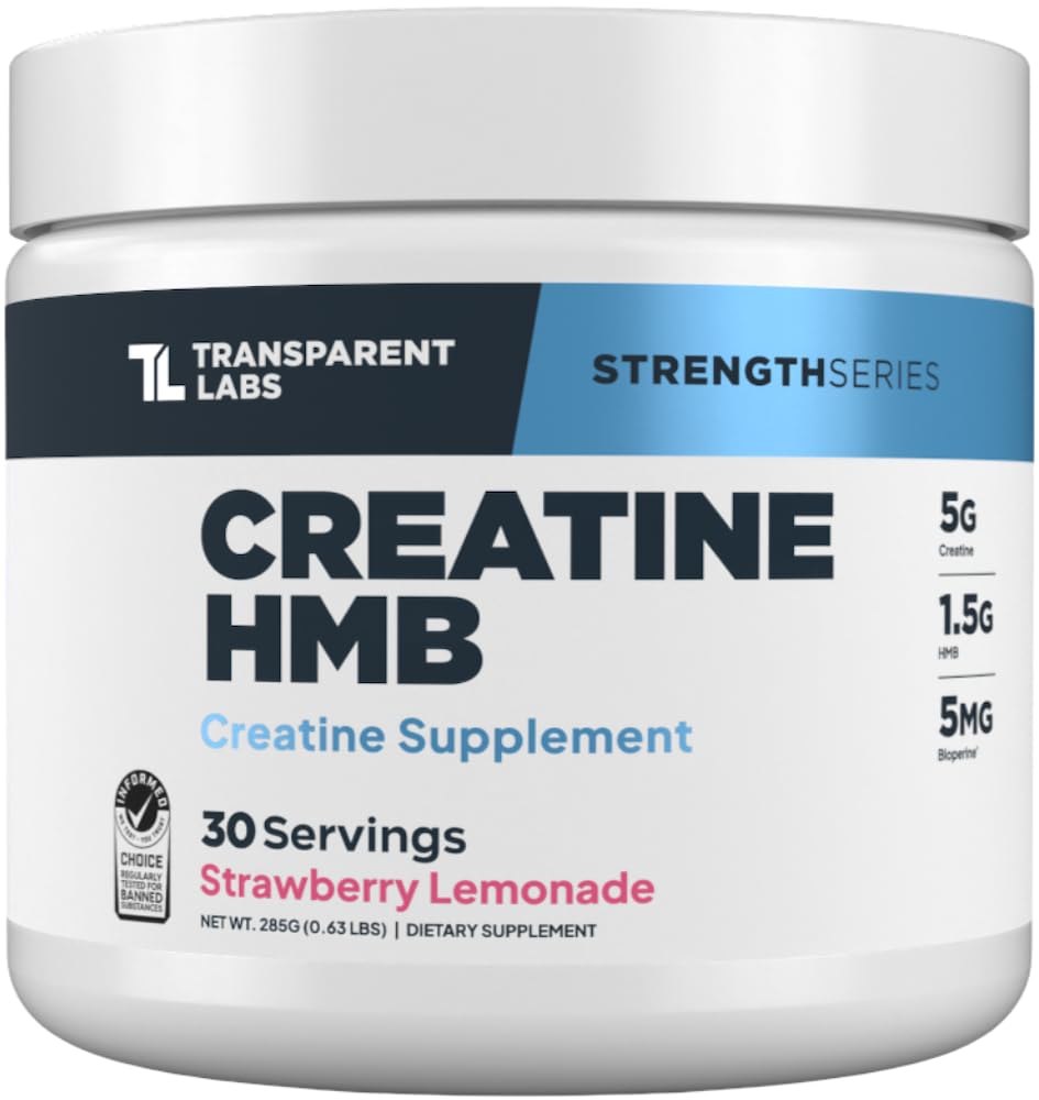Transparent Labs Creatine HMB 358g vue de face avec étiquette rouge et blanche