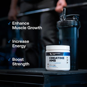 Transparent Labs Creatine HMB pot ouvert avec poudre visible