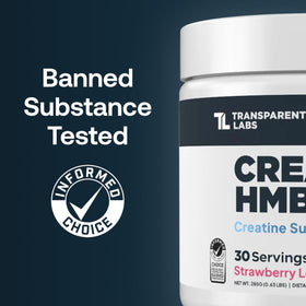 Transparent Labs Creatine HMB poudre framboise bleue vue de côté