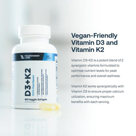 Transparent Labs D3 K2 capsules, vue de face