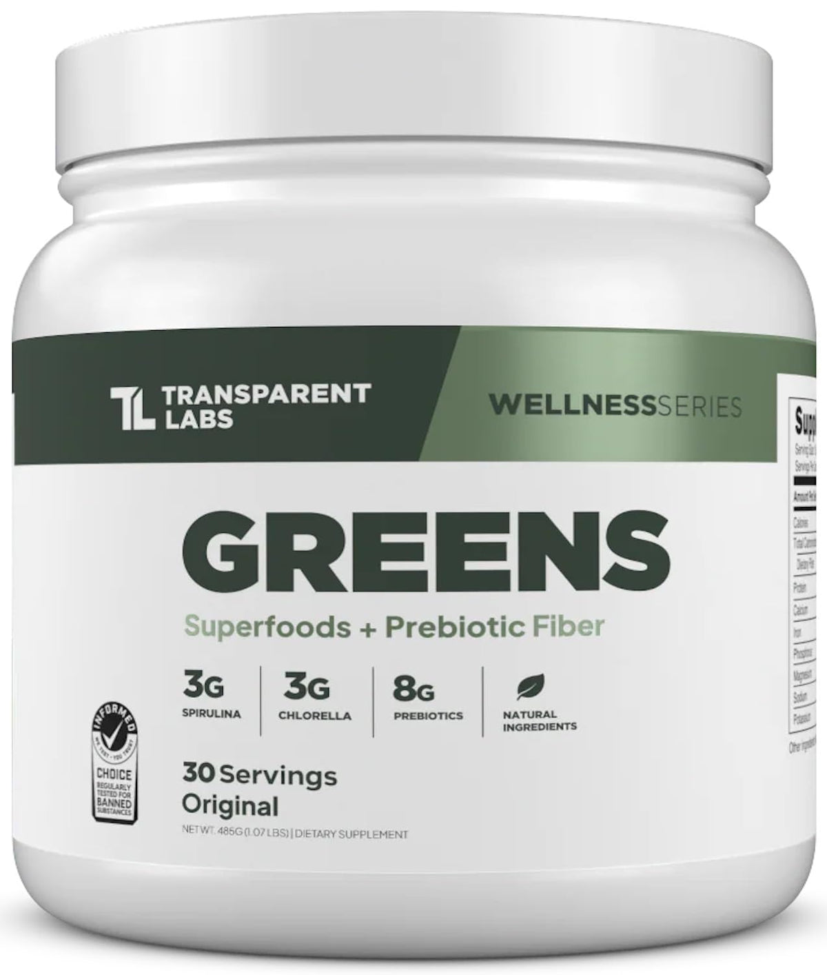 Transparent Labs Prébiotiques Verts poudre superaliment 30 portions