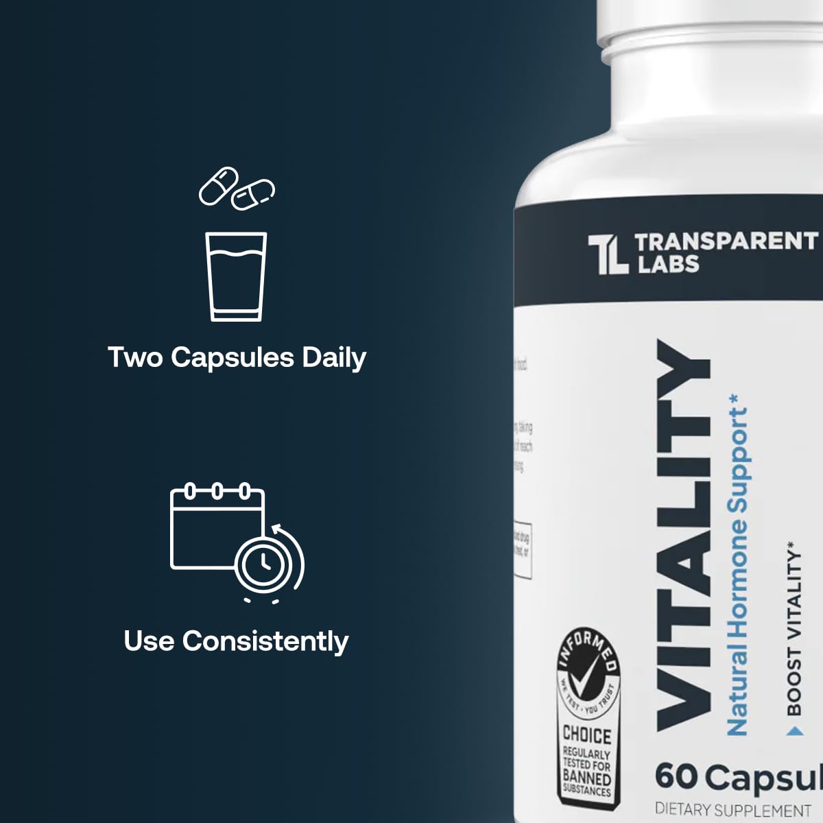 Transparent Labs Vitality Complément Alimentaire 60 Capsules avec ingrédients