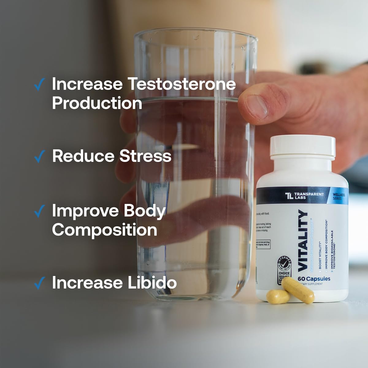 Transparent Labs Vitality Complément Alimentaire 60 Capsules ouvertes