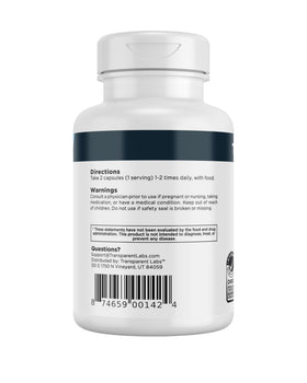 Transparent Labs Vitality Complément Alimentaire 60 Capsules sur fond blanc