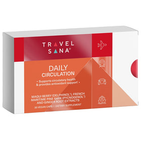TRAVELSANA Daily Circulation complément antioxydant devant un fond neutre