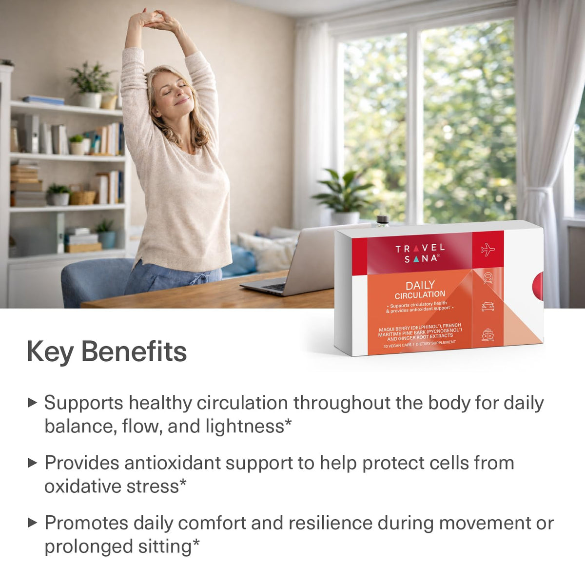 TRAVELSANA Daily Circulation produit ouvert avec cuillère doseuse