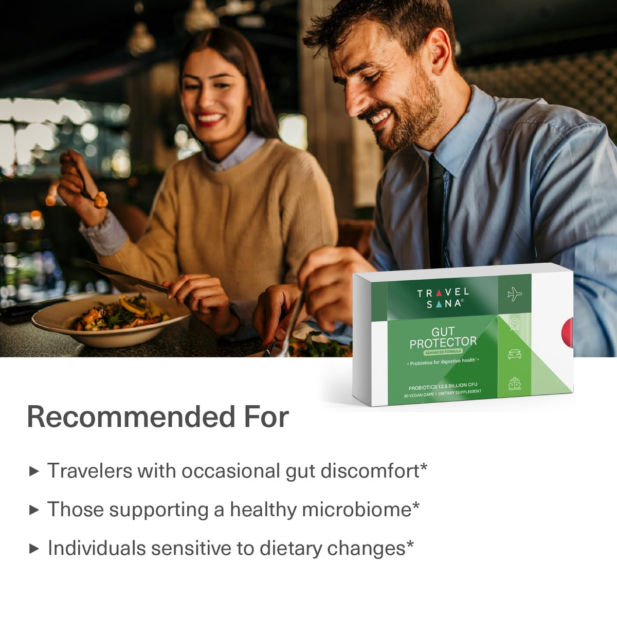 TRAVELSANA Probiotiques Voyage 30 Capsules - Capsules individuelles