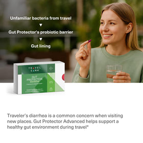 TRAVELSANA Probiotiques Voyage 30 Capsules - Vue arrière de l'emballage